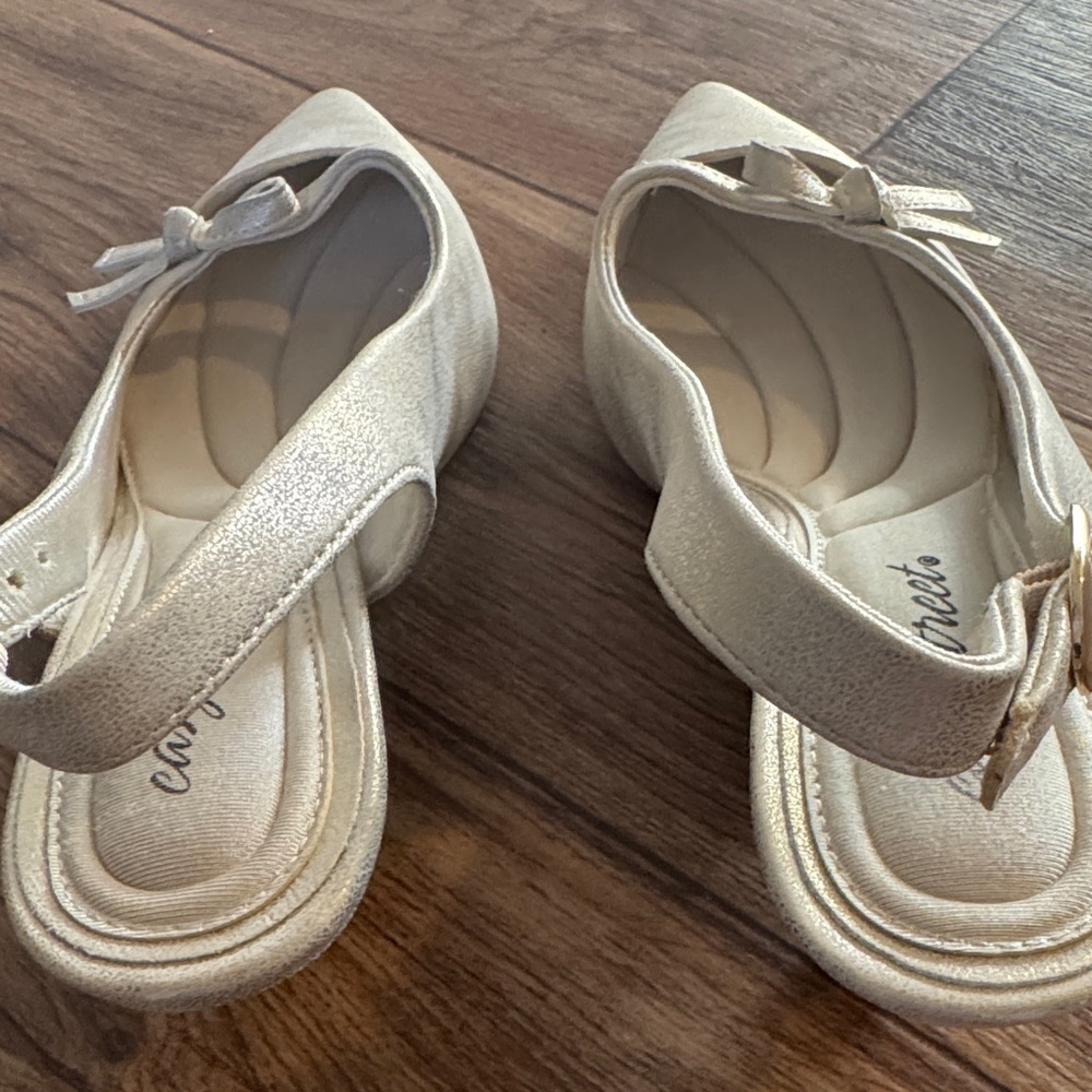 easy street Cream Metallic Pointed-Toe Slingback Mules with Bow - Picture 4 of 6